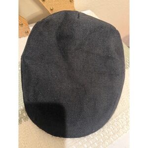 Newhattan Black Flat Cap Ivy Driving Hat Mens Size Large Polyester Textured